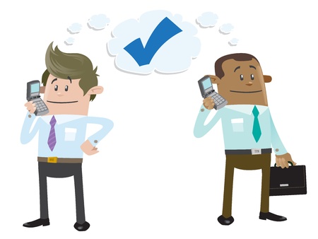 Business Buddies make a deal on the telephoneのイラスト素材