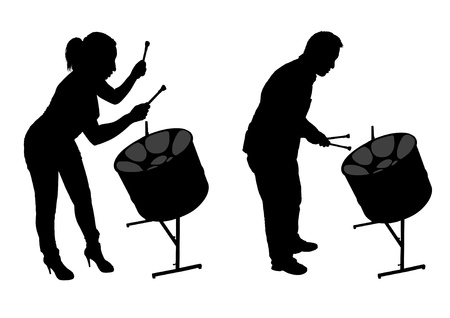 Steel Drum Players Silhouettesのイラスト素材
