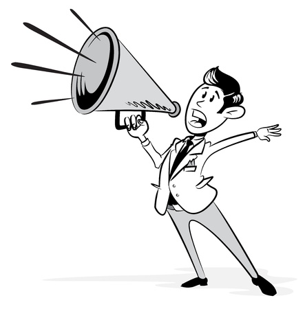 Vintage Styled Businessman with his Megaphoneのイラスト素材