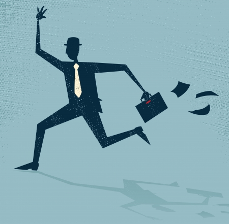 Abstract Businessman Running Late のイラスト素材