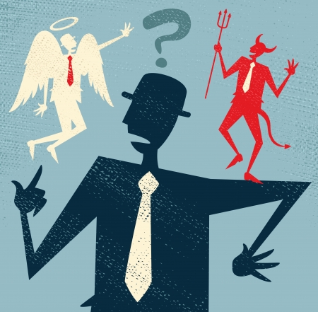 Abstract Businessman has a Moral Dilemma のイラスト素材