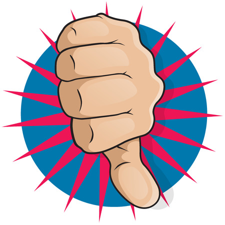 Vintage Pop Art Thumbs Down. Great illustration of Pop Art Comic Style Thumbs Up gesturing Negative Disapproval.のイラスト素材