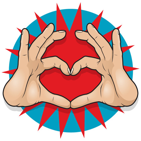 Vintage Pop Art Heart Hand Sign のイラスト素材
