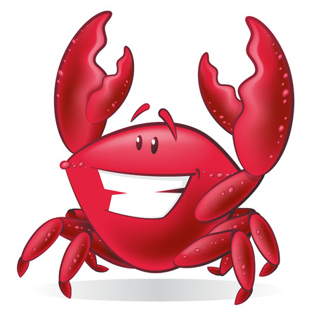 Great illustration of a Cute Cartoon Crab holding up his Pincer Claws.のイラスト素材