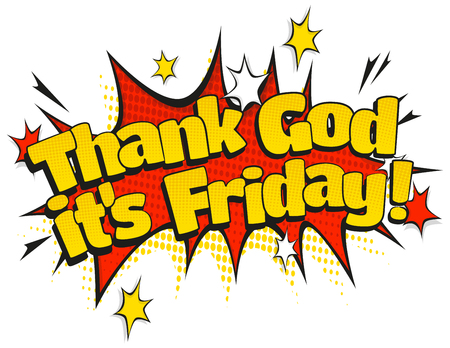 Comic Style speech bubble with Thank God its Friday text in retro pop art style isolated on white background.のイラスト素材