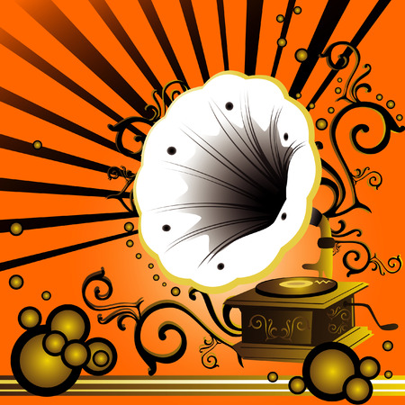 gramophone grunge background vector 2d composition artのイラスト素材