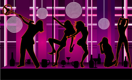 active people vector composition 2d retro clubのイラスト素材