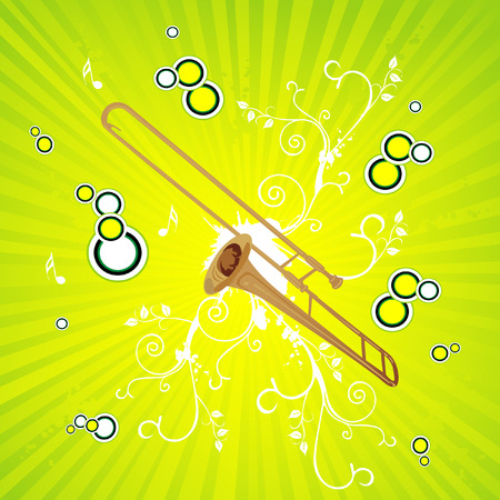 vector trombone background floral composition cool instrumentのイラスト素材