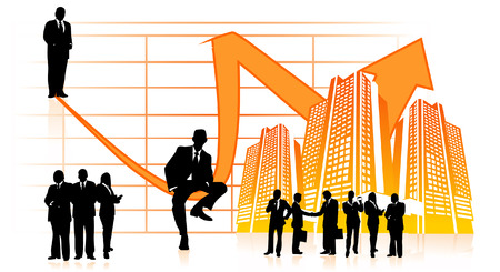 vector composition office work people city businessのイラスト素材