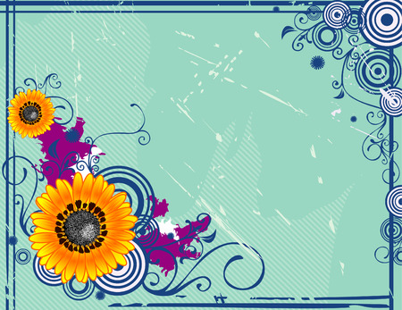 vector illustration of yellow flowers with cool backgroundのイラスト素材