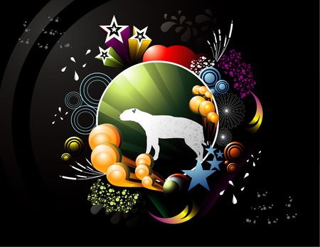 vector illustration of dog inside a circleのイラスト素材