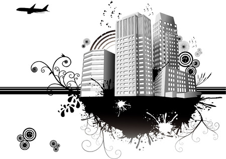 vector illustration of white city with white backgroundのイラスト素材