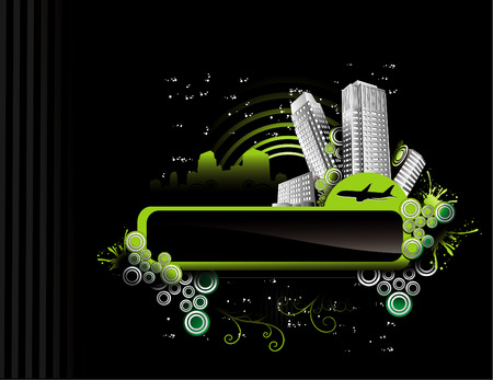 vector illustration of night city with dark backgroundのイラスト素材