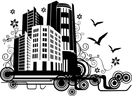 vector illustration of nature city with white backgroundのイラスト素材