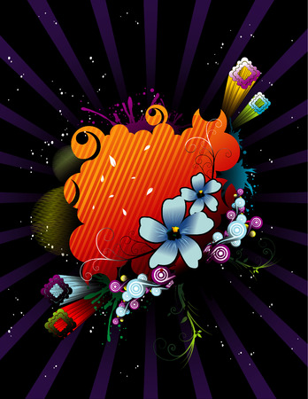 vector illustration of colorful flowers with cool backgroundのイラスト素材