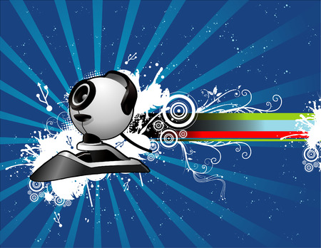 vector illustration of a web cam with cool art backgroundのイラスト素材