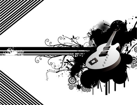 vector illustration of guitar instrument with cool backgroundのイラスト素材