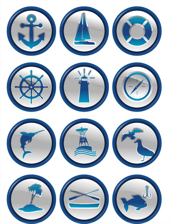 sea glossy vector iconsのイラスト素材