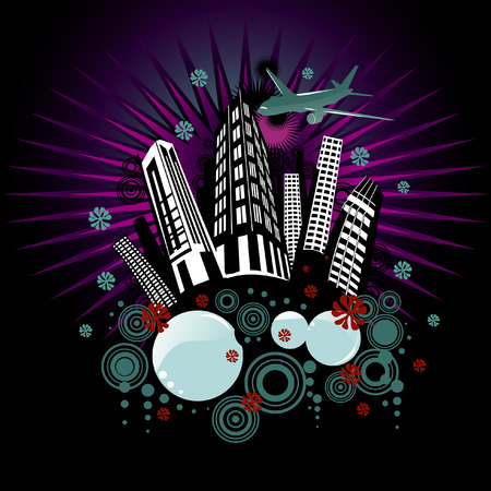 ecology city at nightのイラスト素材
