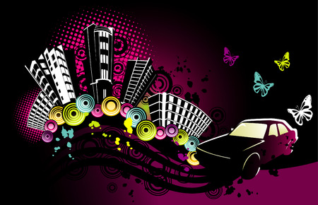 ecology city at nightのイラスト素材