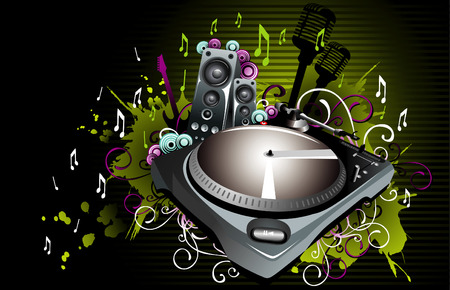 dj vector composition 2d mixer floral danceのイラスト素材