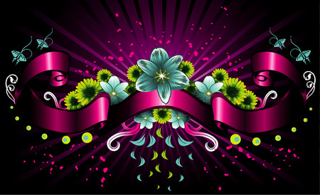 vector illustration of colorful flowers with labelのイラスト素材