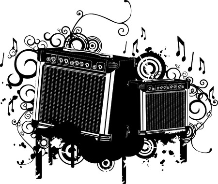 vector illustration of black and white speakersのイラスト素材