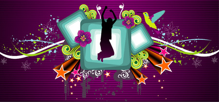 lady and flowersのイラスト素材