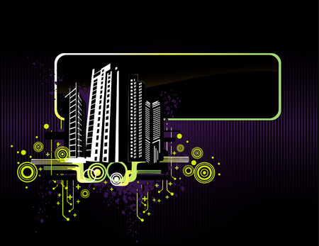 vector illustration of night city with cool backgroundのイラスト素材