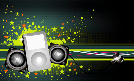 vector illustration of music elements with cool backgroundのイラスト素材