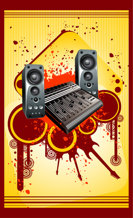 vector illustration of music elements with cool backgroundのイラスト素材