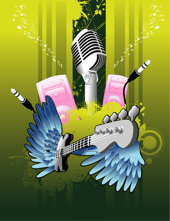 vector illustration of music elements with cool backgroundのイラスト素材
