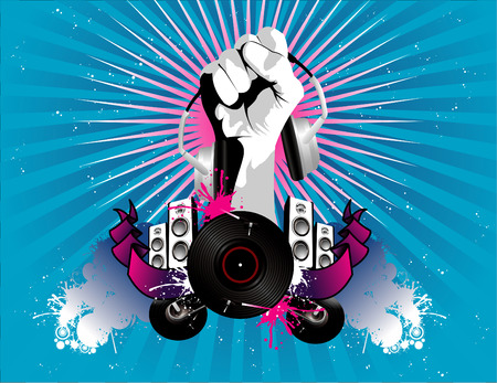 vector illustration of music elements with cool backgroundのイラスト素材