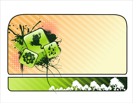 vector illustration of green planet elements with cool bakcgroundのイラスト素材