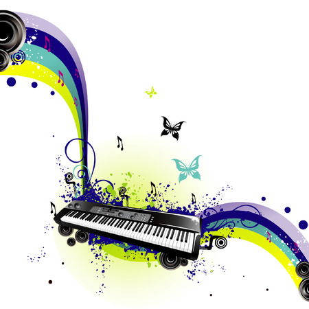 vector illustration of music instrument and cool backgroundのイラスト素材