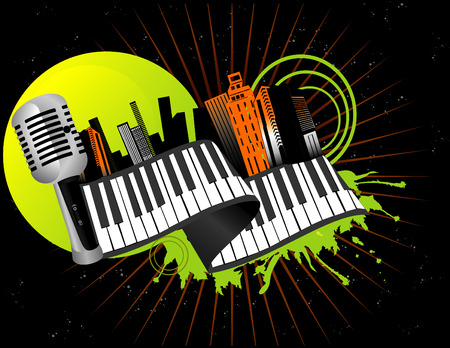 vector illustration of music elementsのイラスト素材
