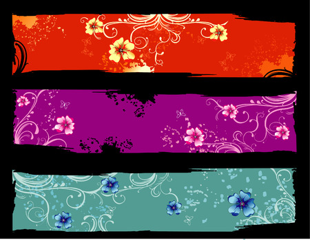 vector illustration of colorful flowers and cool backgroundのイラスト素材