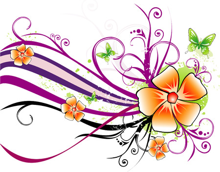 vector illustration of flowers with cool backgroundのイラスト素材