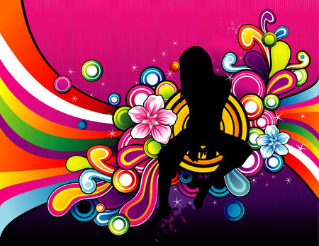 vector illustration of colorful flowers with cool backgroundのイラスト素材