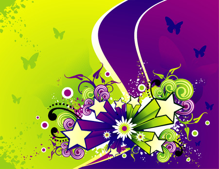 Vector illustration of beautiful flowers with cool backgroundのイラスト素材