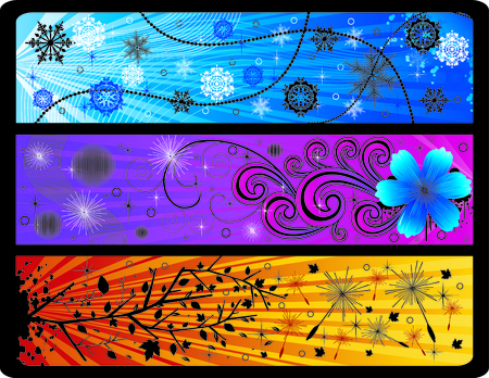 Triptych flowers compositionのイラスト素材