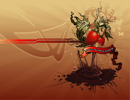 vector illustration of strawberries and cool backgroundのイラスト素材