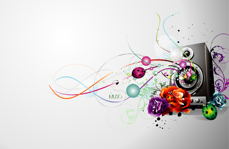 vector illustration of speaker and cool backgroundのイラスト素材