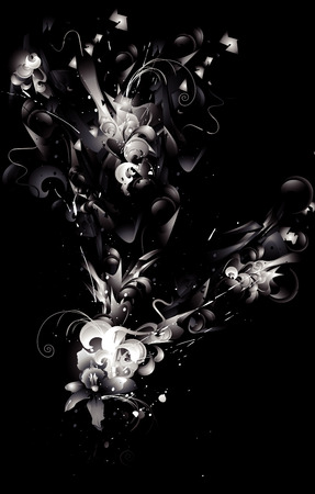 Black and white vector illustration of fantasy shapesのイラスト素材