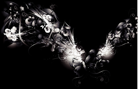 Black and white vector illustration of fantasy shapesのイラスト素材