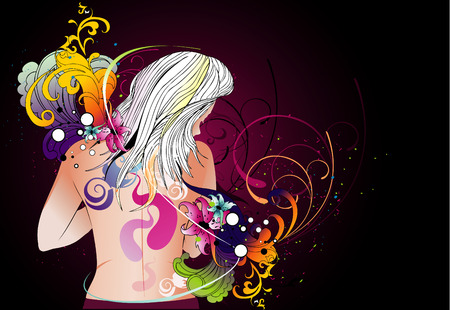 2d vectorial beautiful woman silhouettesのイラスト素材