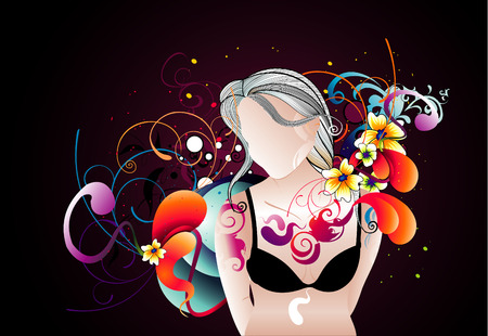 2d vectorial beautiful woman silhouettesのイラスト素材