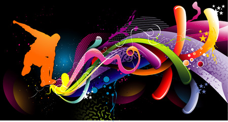 2d vectorial image with fantasy shapes, colors and cool backgroundのイラスト素材