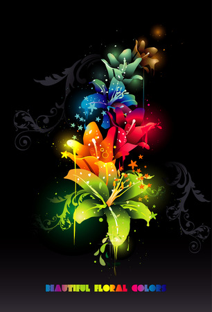 2d vector composition of beautiful light flowersのイラスト素材