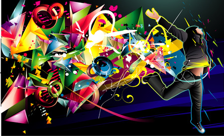 2d vector with cool backgroundのイラスト素材
